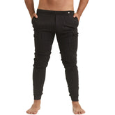 Gigo casual black sportpants slim fit pinstripe jogger pants with elastic cuffs for comfortable activewear