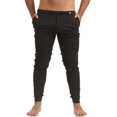 Gigo casual black sportpants slim fit pinstripe jogger pants with elastic cuffs for comfortable activewear