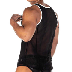Gigo Fetish Curves Mesh Piping Tank Top CF07 Black/White Size M