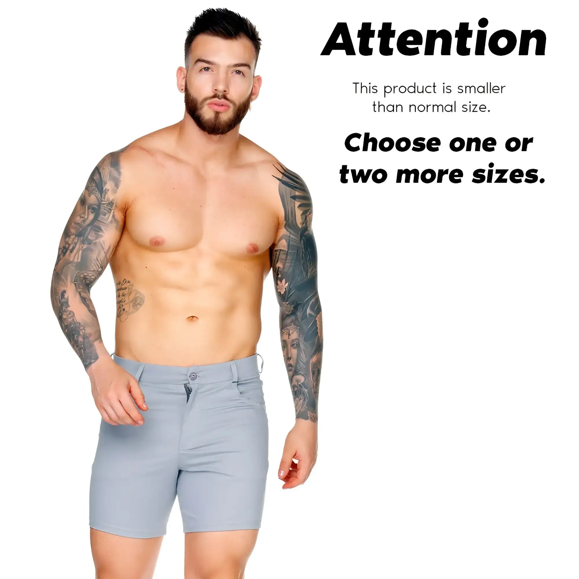 Light blue men’s gigo classic forever gray shorts with button closure and belt loops for casual wear