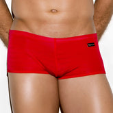 Gigo classic red form-fitting men’s briefs with subtle textured pattern and black brand tag on waistband size M