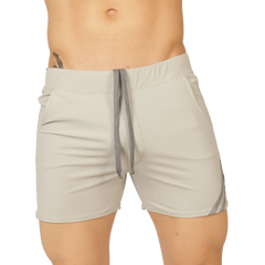 Gigo Club gray light gray athletic shorts with matching drawstring and subtle side stripes for active wear