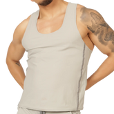 A sleek light gray Gigo Club tank top with subtle side seam detail perfect for casual wear