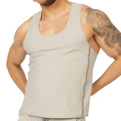 A sleek light gray Gigo Club tank top with subtle side seam detail perfect for casual wear