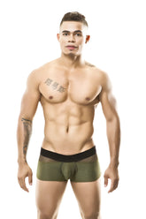 Olive green mesh gigo combo boxer underwear with black elastic waistband size s front view
