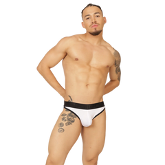 White briefs with black waistband and trim from gigo cool white brief collection for comfortable wear