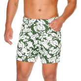 Gigo Dynasty green short swim trunks with green and white floral pattern ideal for beachwear and swimming