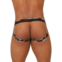 Gigo feeling black jockstrap in black and white geometric patterned briefs with a snug form fitting design