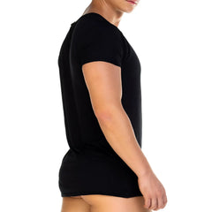 Gigo forever black tshirt short-sleeved crew neck black cotton casual wear