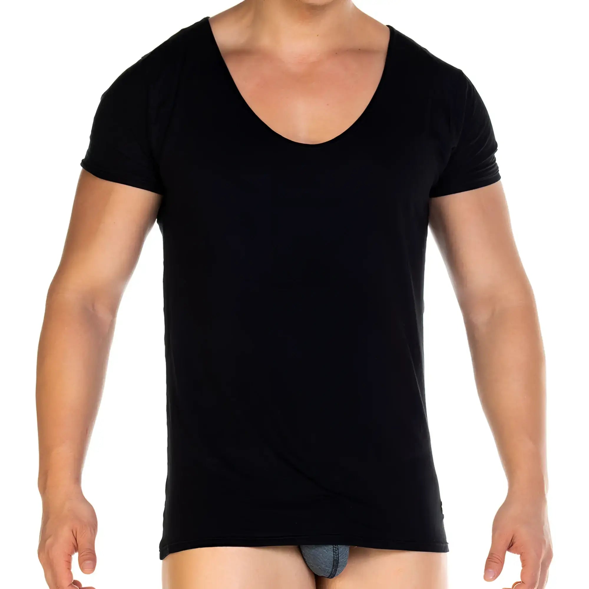 Black short-sleeved v-neck cotton t-shirt from gigo forever perfect for casual wear