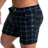 Gigo Formal black square short black and white plaid shorts with sleek modern design for formal wear