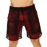 Black and red mesh shorts with drawstring waistband from gigo fresh red short collection