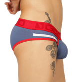 Blue and red gigo garoto athletic briefs with white stripe detail designed for active wear