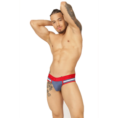 Gigo garoto blue brief blue and red striped athletic briefs with a snug fit designed for active wear