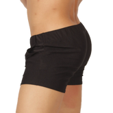 Gigo Glow black short ribbed shorts with elastic waistband for comfortable casual wear