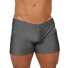Gray pinstripe boxer briefs gigo glow gray short with tailored fit and subtle vertical ribbing