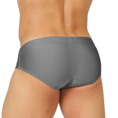 Gigo glow gray swimbrief gray ribbed briefs made of stretch fabric for comfortable swimming and beachwear