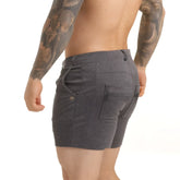 Gigo harvard dark short heathered dark gray fabric shorts with multiple pockets and drawstring waistband