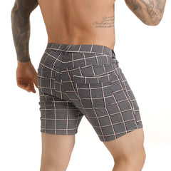 Black and white checkered gigo harvard red short with subtle dot pattern made from lightweight fabric