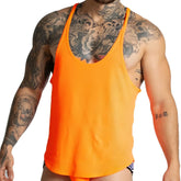 Bright orange mesh tank top with thin straps from gigo lemon orange tank collection for casual summer wear