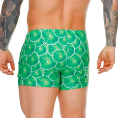 Gigo lemons beachwear green lime slice patterned swim trunks perfect for beach and swimming activities