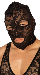 Black lace face mask with floral pattern from gigo magnetic balaclava featuring elegant material and design