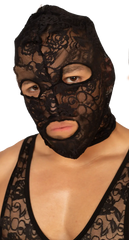 Black lace face mask with floral pattern from gigo magnetic balaclava featuring elegant material and design