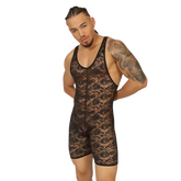 Black floral lace Gigo Magnetic Body bodysuit with sheer form-fitting design and delicate detailing