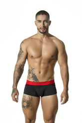 Black briefs with bold red waistband made from mesh material gigo mesh black short boxer underwear size l