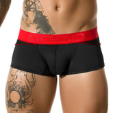 Black mesh briefs with bold red ogio logo waistband from gigo mesh short boxer underwear g02156 size l