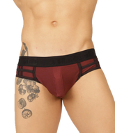 Gigo Mix Wine Brief maroon and black athletic briefs with textured front panel reinforced sides and elastic waistband