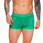 Gigo Morocco green hotshort vibrant green mesh swim trunks with solid waistband and small metallic button