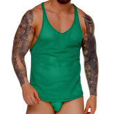 Green mesh tank top gigo morocco green made of breathable mesh fabric ideal for summer and active wear