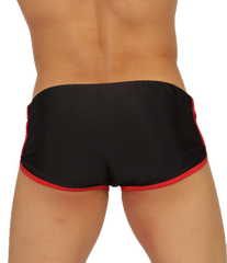 Gigo Nice black swim trunk with red trim designed for comfortable swimming and beachwear