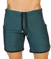 Teal swim trunks from gigo nice green beachwear with black drawstring and red side stripes for beach use