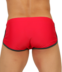 Gigo nice red swim trunk with black trim designed for comfortable and stylish swimwear use