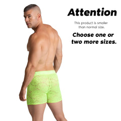 Neon green lace boxer shorts gigo paradise yellow hotshort featuring delicate lace material and vibrant color