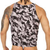 Gigo Rank camouflaged tank top in gray and black with breathable fabric for men’s casual wear