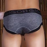 Gigo ROCKS grey brief underwear size L in gray heather fabric with black elastic waistband and subtle gigi logo