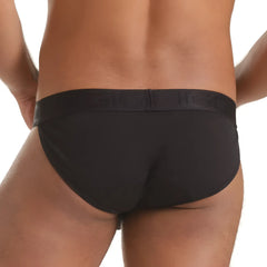 Black Gigo Scanaling briefs with smooth form-fitting fabric and elastic waistband with subtle embossed detailing