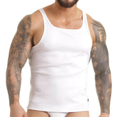 White ribbed tank top by gigo scanaling made of soft cotton perfect for casual summer wear