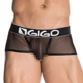 Black mesh gigo shadow underwear briefs with bold white logo on waistband size XL