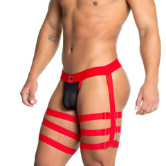 Red and black Gigo Skin red gelbert belt harness-style underwear with adjustable straps and gel material accents