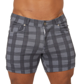 Gigo social blue square short gray and black plaid tailored fit shorts perfect for casual wear