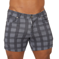 Gigo social blue square short gray and black plaid tailored fit shorts perfect for casual wear