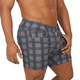 Gigo social blue square short gray and black plaid tailored fit shorts for casual and social wear