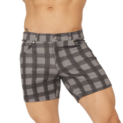 Gigo social gray short gray and black plaid shorts with button closure for casual wear