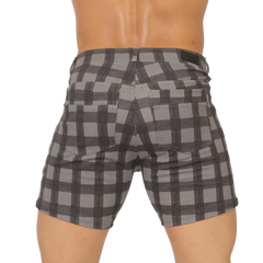 Gigo social gray short tailored fit gray and black plaid shorts perfect for casual wear