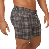 Gigo social gray square short black and white plaid tailored fit men’s shorts ideal for casual wear