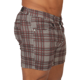 Gigo Social Red Short plaid patterned men’s shorts in red white and gray tones perfect for casual wear